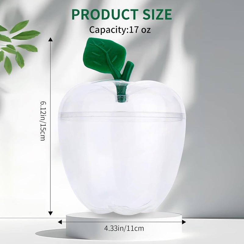 TABGACH Large Clear Apple Container Jar,Apple Shaped Candy Jar Back To School Teacher Appreciation Gift,Plastic Apple Decor Classroom Wedding Party,Teacher Gifts Christmas Gift for Teacher,Friend - Image 2